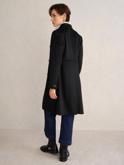 Hobbs Selina Double Breasted Pure Wool Coat, Black - view 2, Black