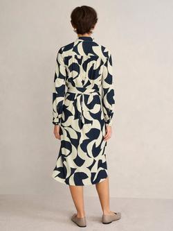 Hobbs Alisa Geometric Shirt Midi Dress, Blue/Multi - view 2, Blue/Multi