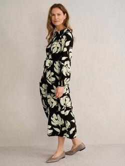 Hobbs Evelyn Floral Shirt Midi Dress, Black/Multi, Black/Multi