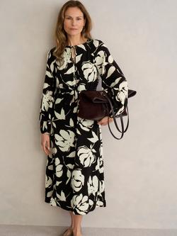 Hobbs Evelyn Floral Shirt Midi Dress, Black/Multi - view 2, Black/Multi