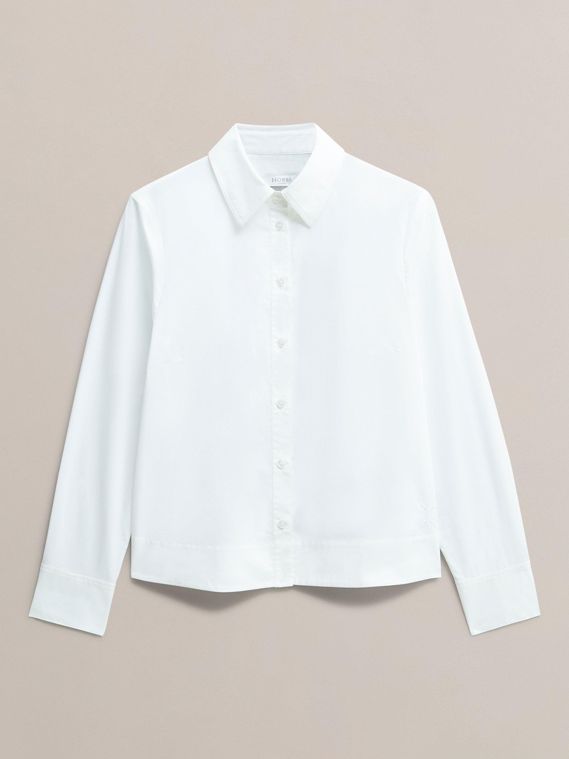Product image 4 of 8, which shows Hobbs Andie Boxy Long Sleeve Shirt, White, 10