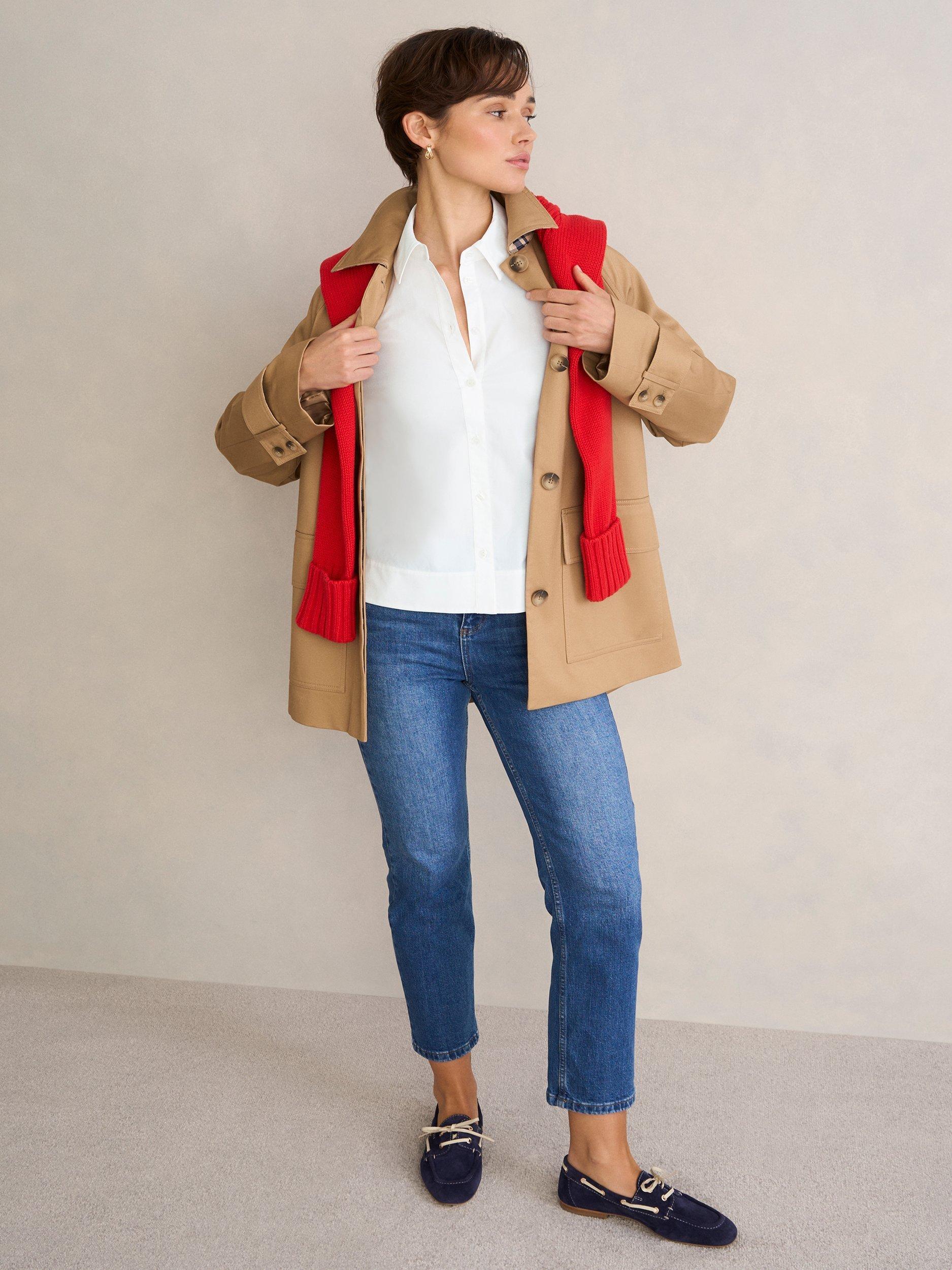 Product image 6 of 8, which shows Hobbs Andie Boxy Long Sleeve Shirt, White, 10