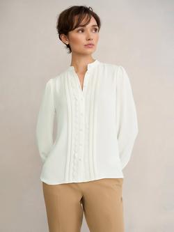 Hobbs Dominica Lace Trim Shirt, Ivory, Ivory