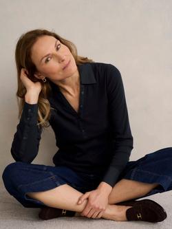 Hobbs Lennox Ribbed Shirt, Navy, Navy