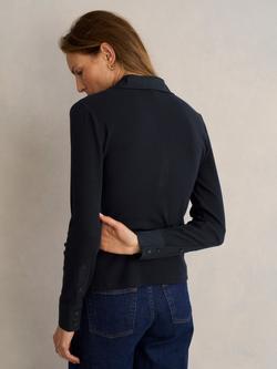 Hobbs Lennox Ribbed Shirt, Navy - view 2, Navy