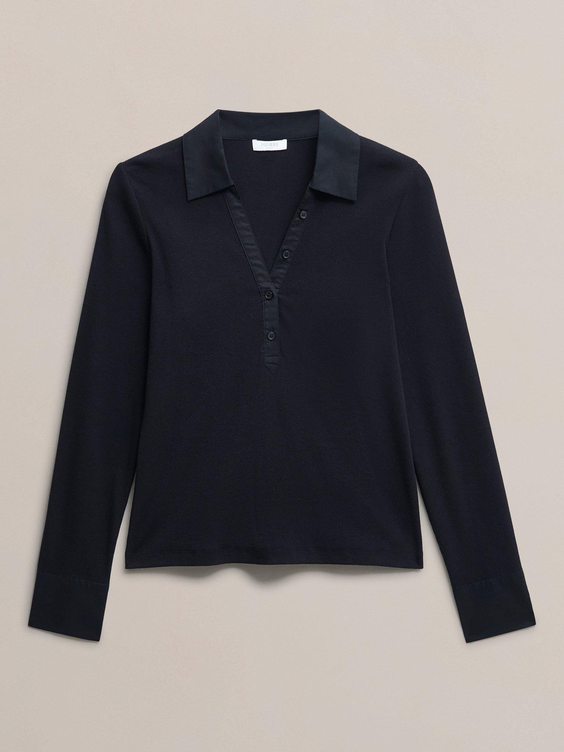 Product image 4 of 5, which shows Hobbs Lennox Ribbed Shirt, Navy, L