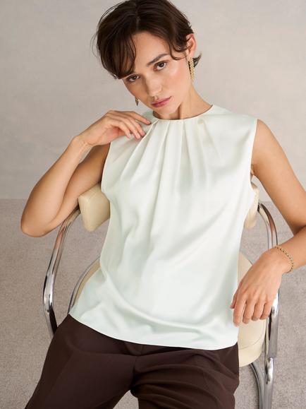 Hobbs Rosanne Lustre Sleeveless Top, Ivory, Ivory
