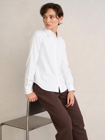 Hobbs Viola Stripe Shirt, White/Blue, White/Blue