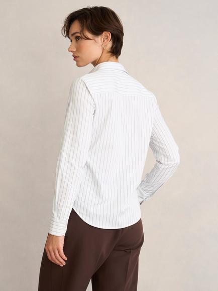 Hobbs Viola Stripe Shirt, White/Blue - view 2, White/Blue