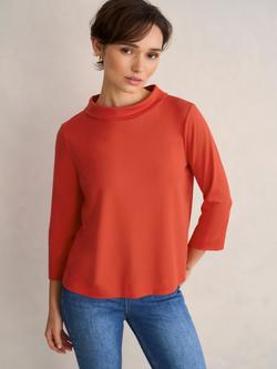 Hobbs Catriona Ponte Relaxed Fit Top, Pepper Red, Pepper Red
