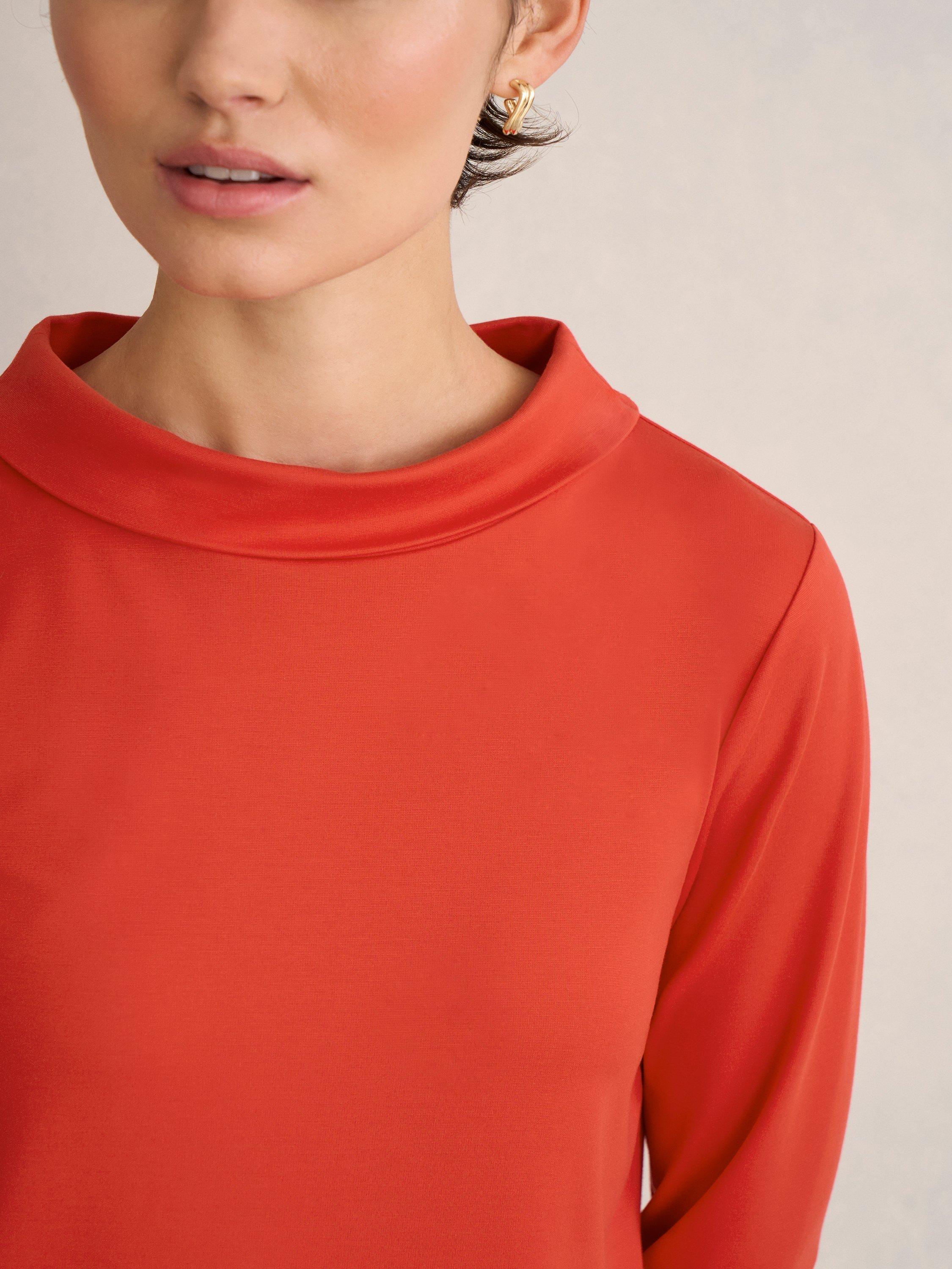 Product image 3 of 6, which shows Hobbs Catriona Ponte Relaxed Fit Top, Pepper Red, L