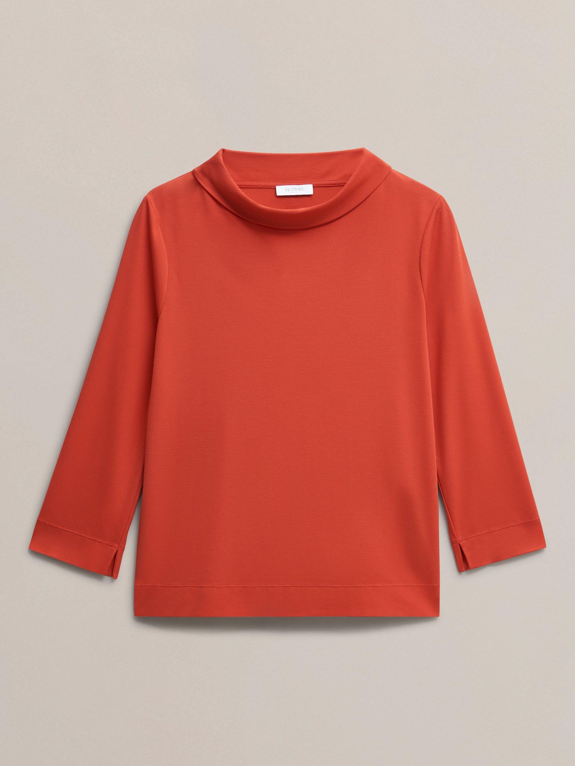 Product image 4 of 6, which shows Hobbs Catriona Ponte Relaxed Fit Top, Pepper Red, L