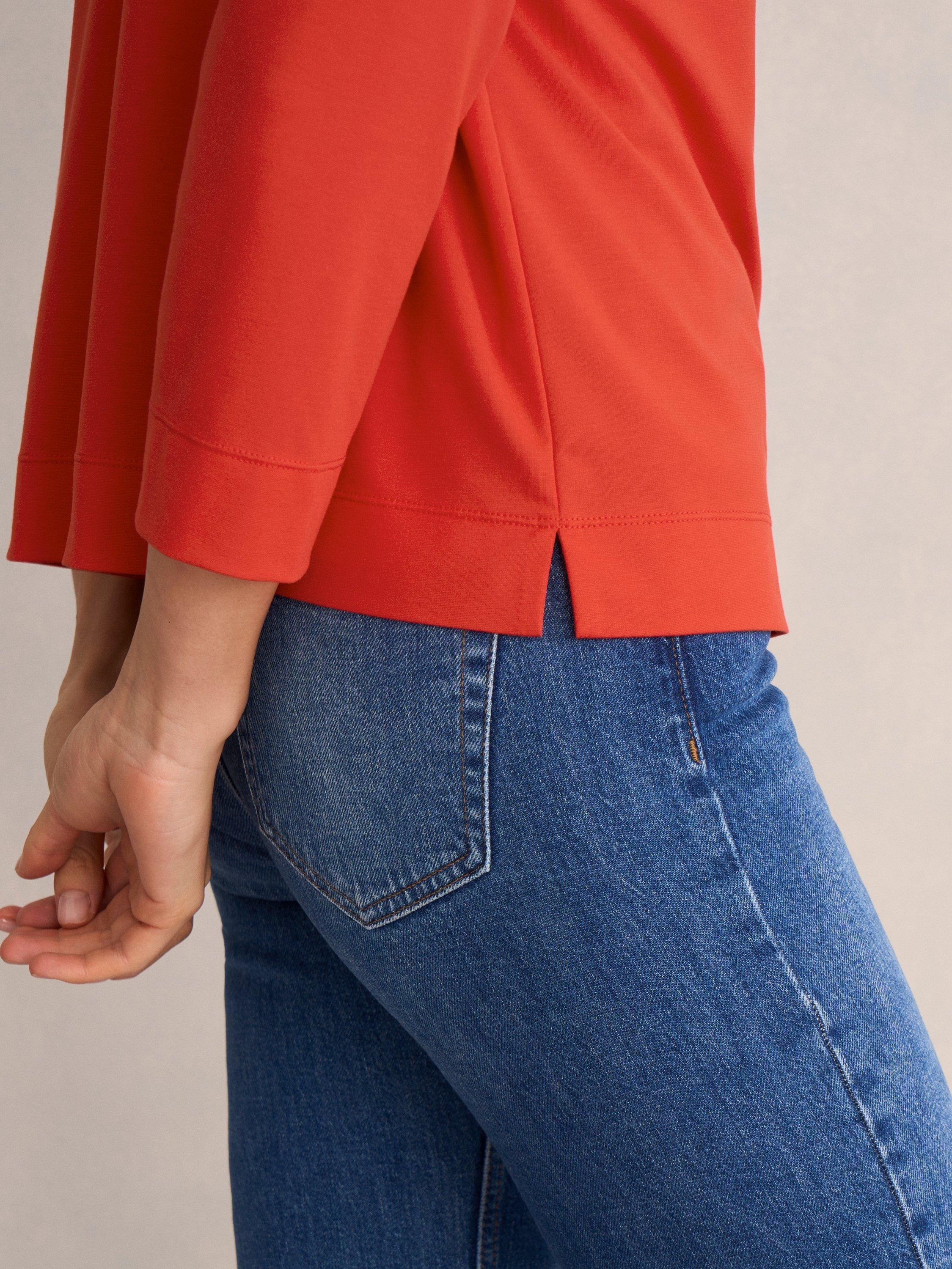 Product image 5 of 6, which shows Hobbs Catriona Ponte Relaxed Fit Top, Pepper Red, L