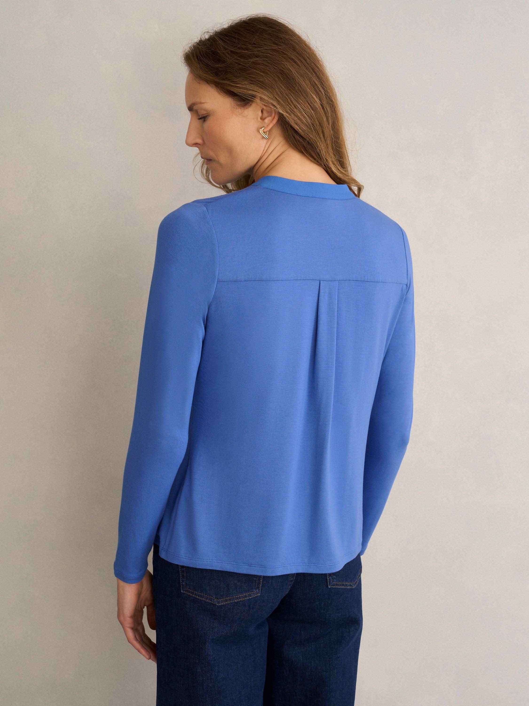 Product image 2 of 5, which shows Hobbs Tiana Pleat Front Top, Thistle Blue, L