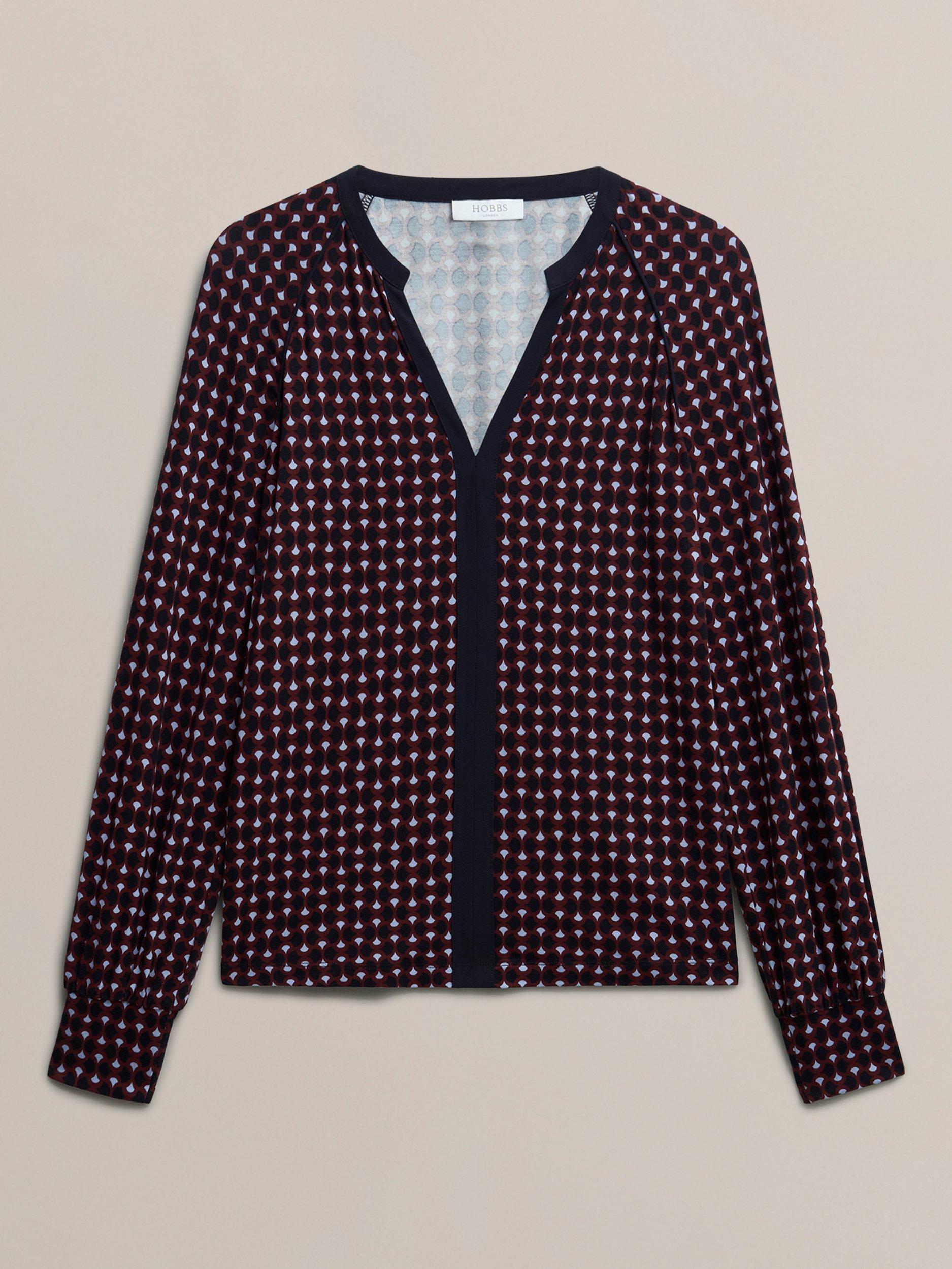 Product image 4 of 7, which shows Hobbs Zelia Geometric Top, Navy/Multi, L