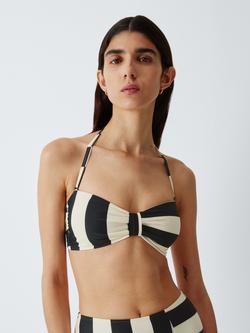 John Lewis Bandeau Bikini Top, Mono Stripe, Mono Stripe