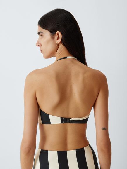 John Lewis Bandeau Bikini Top, Mono Stripe - view 2, Mono Stripe