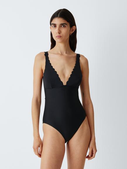 John Lewis Scalloped Swimsuit, Black