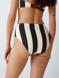John Lewis High Waist Bikini Bottoms, Mono Stripe - view 2, Mono Stripe