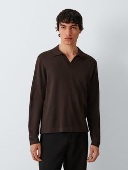 J.Lewis Merino Wool Blend Polo Shirt, Brown