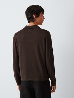 J.Lewis Merino Wool Blend Polo Shirt - view 2, Brown