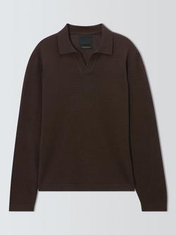 John Lewis Merino Wool Blend Polo Shirt, Brown