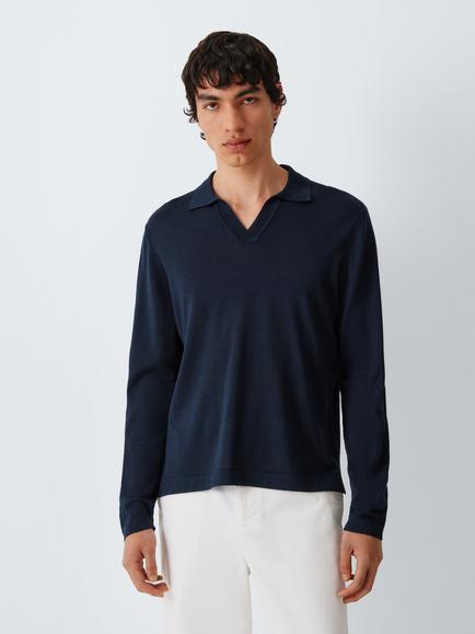J.Lewis Merino Wool Blend Polo Shirt, Navy