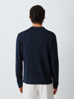J.Lewis Merino Wool Blend Polo Shirt - view 2, Navy