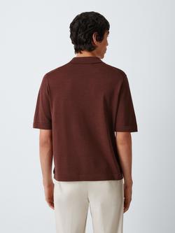 John Lewis Merino Wool Blend Short Sleeve Polo Shirt - view 2, Burgundy