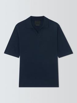 John Lewis Merino Wool Blend Short Sleeve Polo Shirt, Navy