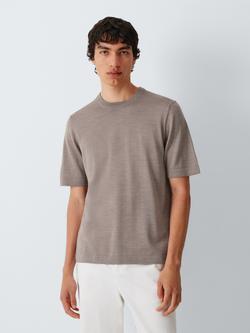 J.Lewis Merino Wool Blend Knit T-Shirt, Light Brown, Light Brown