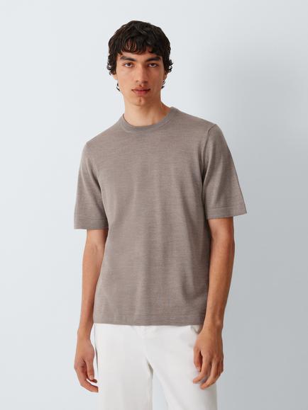 J.Lewis Merino Wool Blend Knit T-Shirt, Light Brown, Light Brown