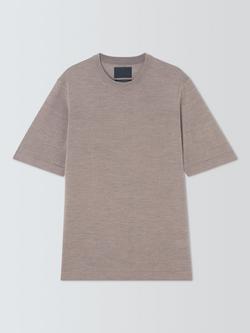 John Lewis Merino Wool Blend Knit T-Shirt, Light Brown, Light Brown