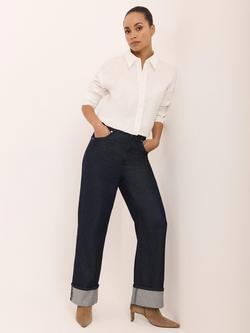 Mint Velvet Wide Turn Up Jeans, Dark Indigo, Dark Indigo