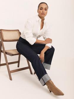 Mint Velvet Wide Turn Up Jeans, Dark Indigo - view 2, Dark Indigo