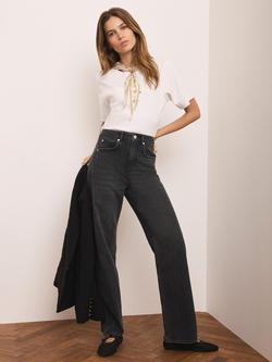 Mint Velvet High Rise Straight Jeans, Black - view 2, Black