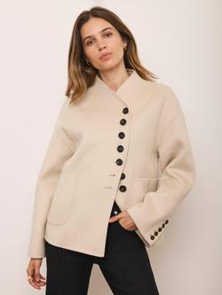 Mint Velvet Wool Blend Button Detail Jacket, Pale Yellow, Pale Yellow