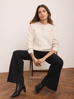 Mint Velvet Flower Detail Jumper, Natural Cream - view 2, Natural Cream