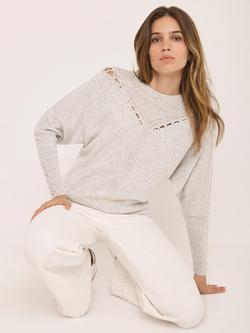 Mint Velvet Whipstitch Detail Jumper, Grey - view 2, Grey