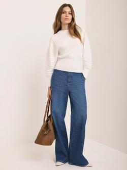 Mint Velvet Button Back Barrel Sleeve Knit Top, White Ivory - view 2, White Ivory