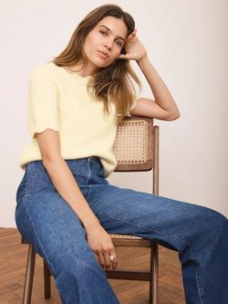 Mint Velvet Scallop Trim Knit Top, Yellow - view 2, Yellow