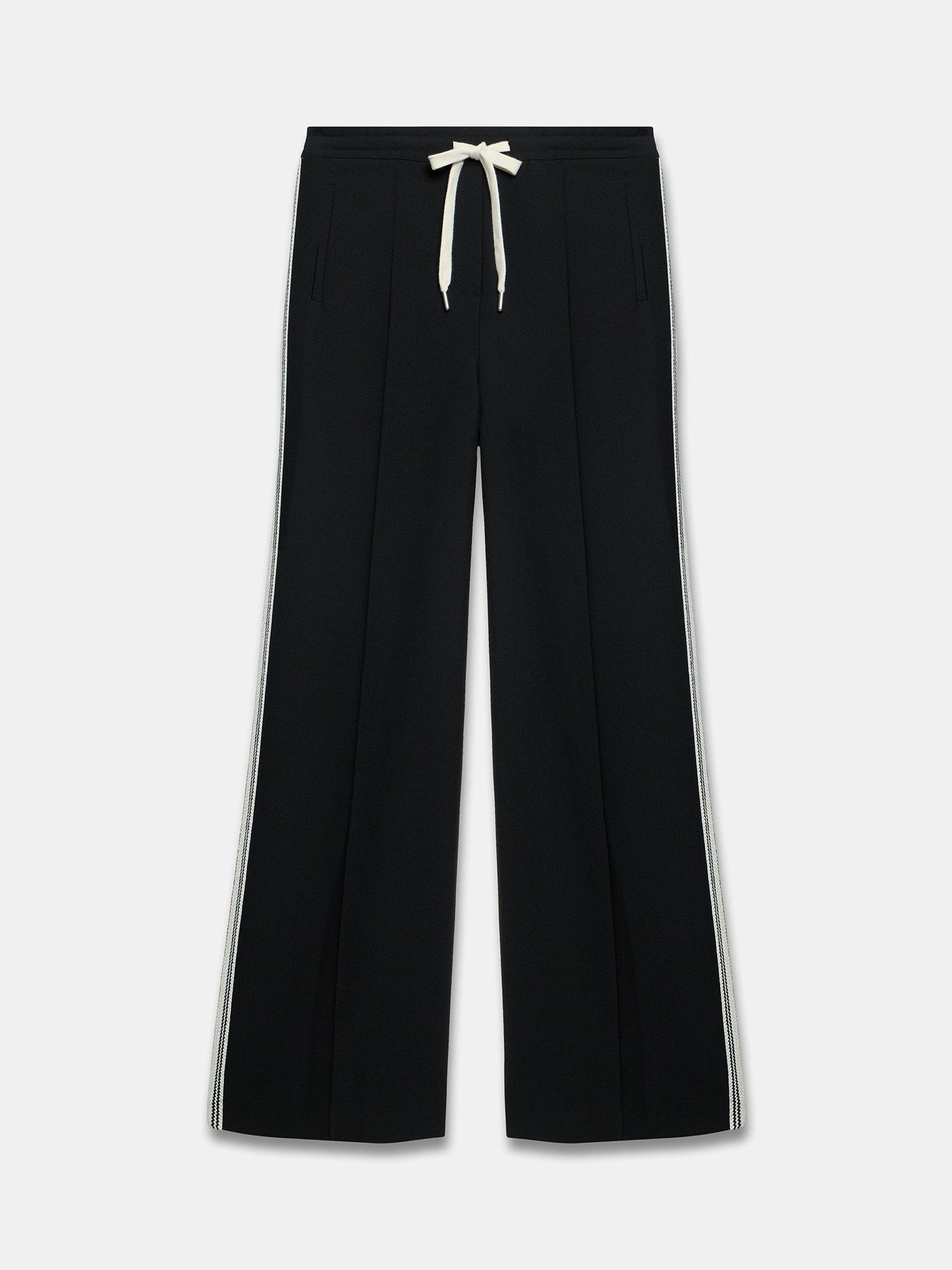 Mint Velvet Crochet Trim Wide Leg Trousers, Black