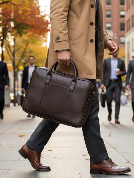 totes Leather Laptop Bag - view 2, Brown