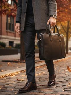 totes Leather Laptop Bag - view 2, Black