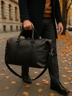 totes Leather Weekender Bag - view 2, Black