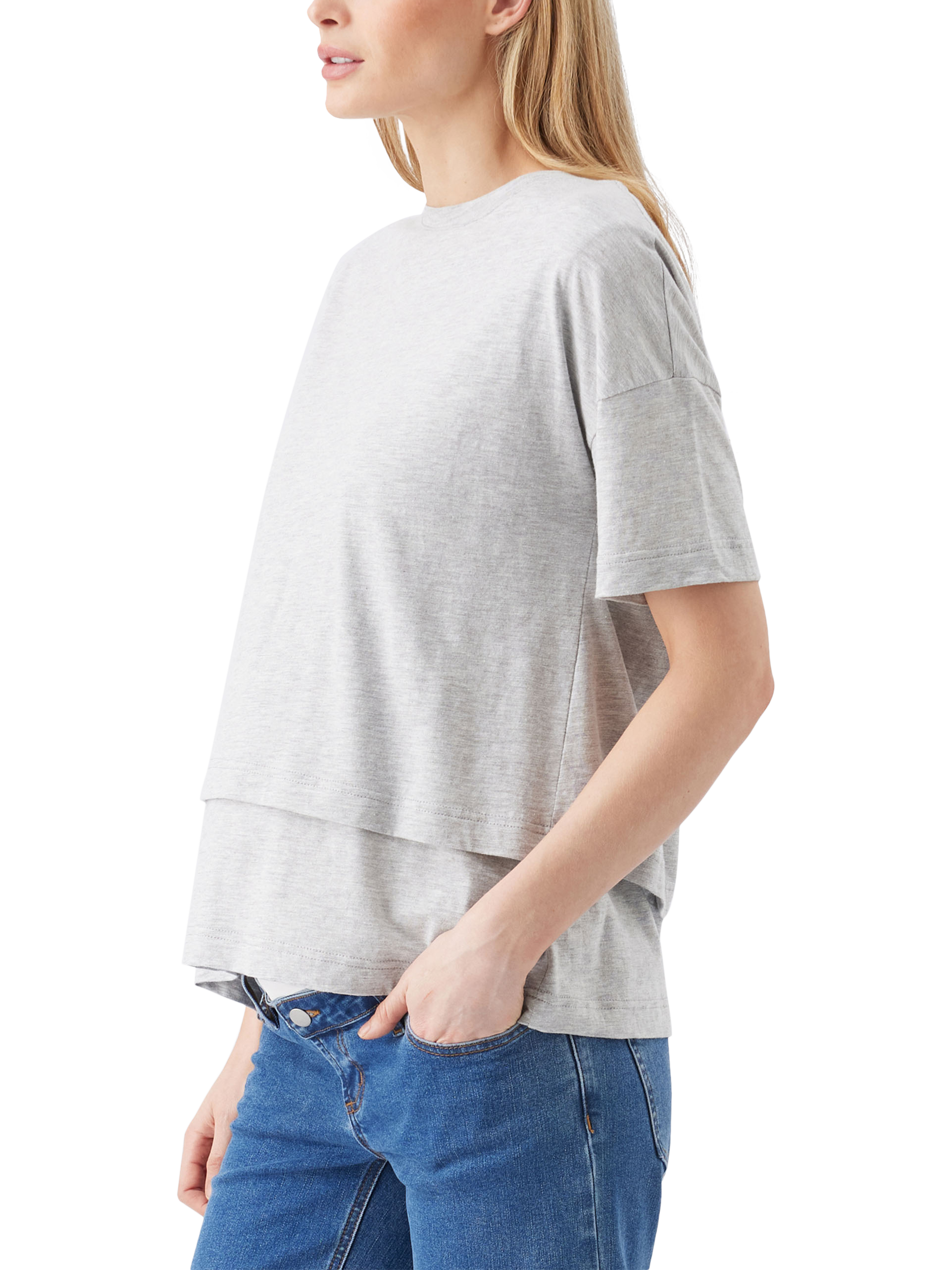 Product image 4 of 6, which shows Ripe Claud Nursing T-Shirt, Grey Marl, XS
