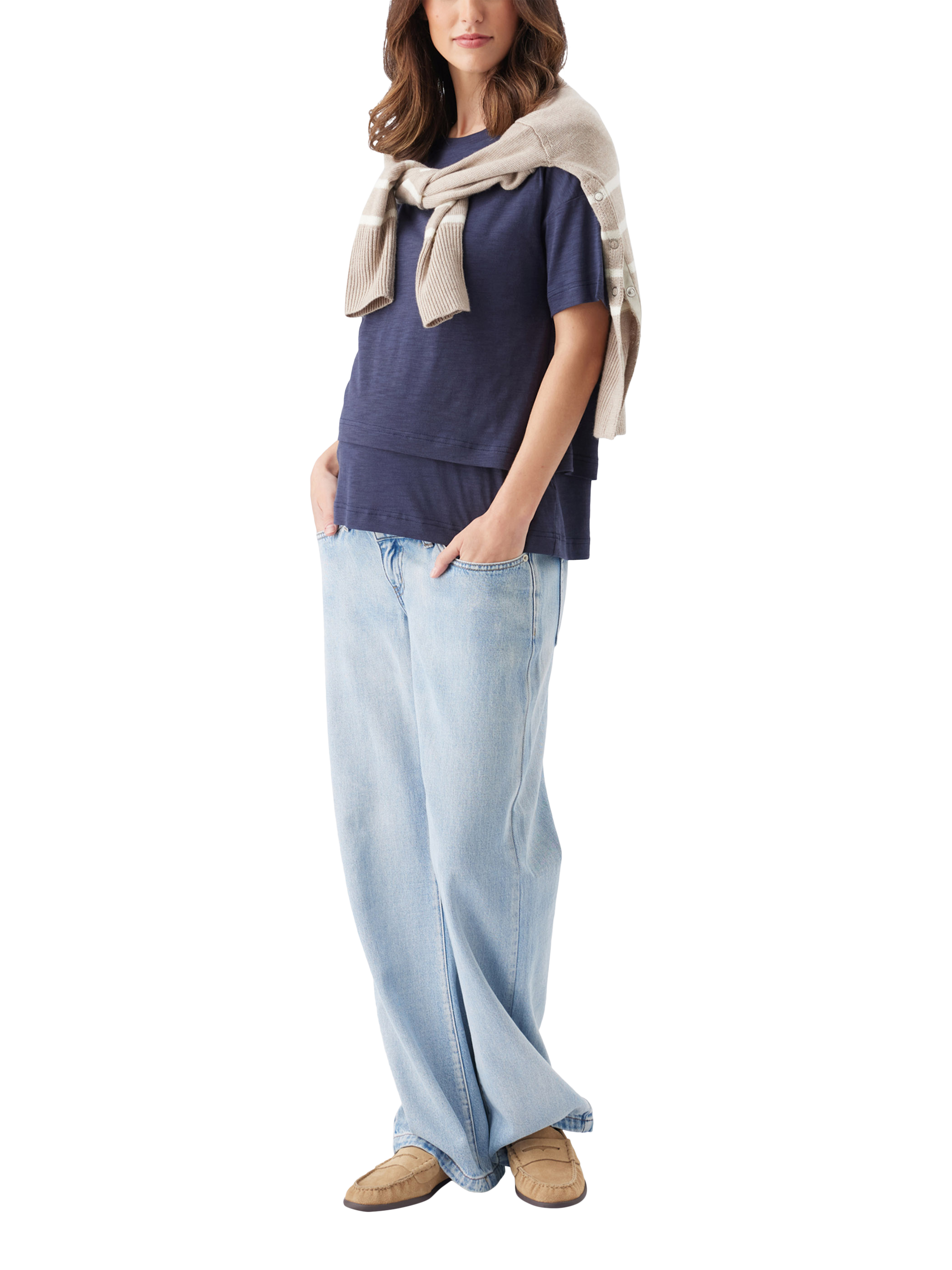 Product image 1 of 7, which shows Ripe Claud Nursing T-Shirt, Indigo, XS