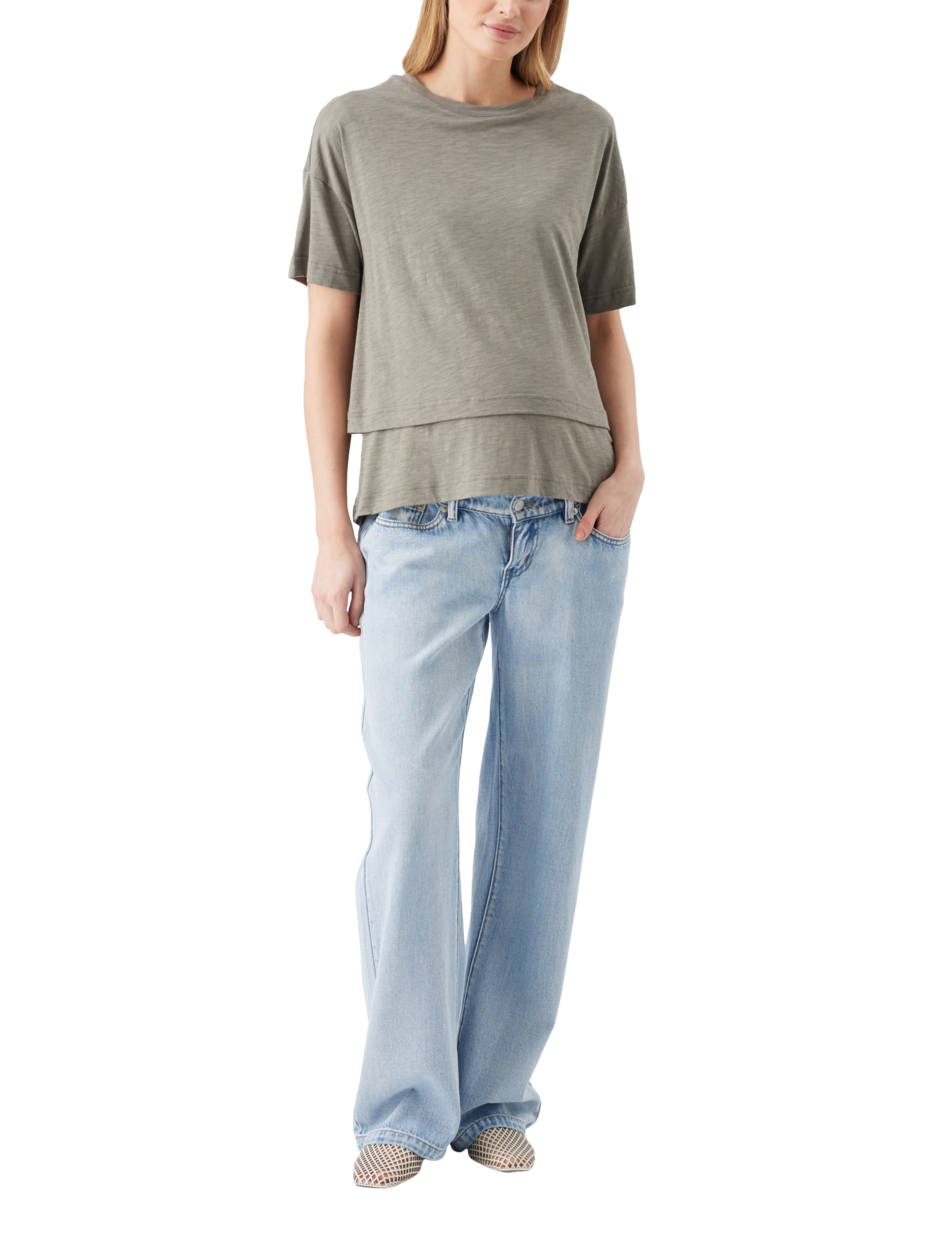 Product image 1 of 5, which shows Ripe Claud Nursing T-Shirt, Moss, XS