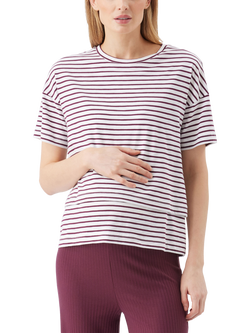 Ripe Claudette Stripe Nursing T-Shirt, White/Maroon - view 2, White/Maroon