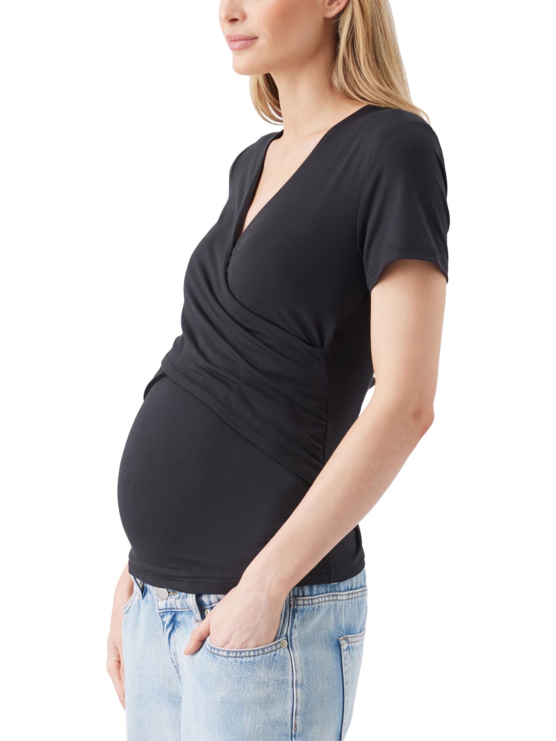 Product image 3 of 6, which shows Ripe Luxe Knit Embrace Nursing T-Shirt, Black, XS